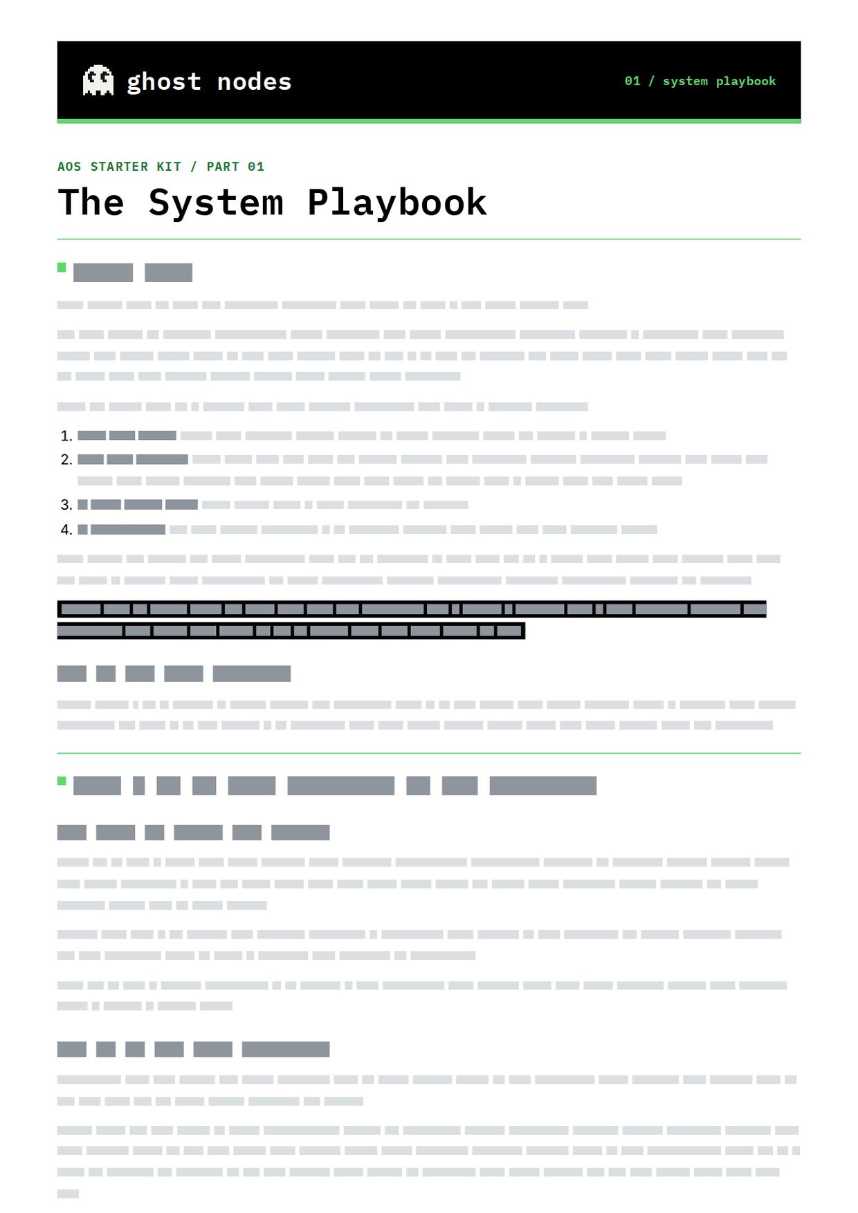 The first page of the System Playbook.